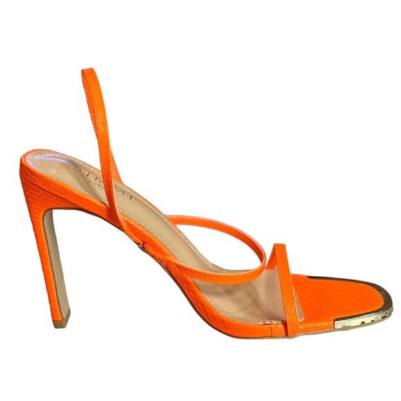 orange tangerine squared toe mule slip on size 7 - Picture 3 of 7